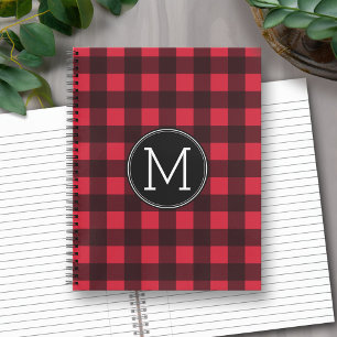Carnet Monogramme de Motif de buffle rouge et noir rustiq