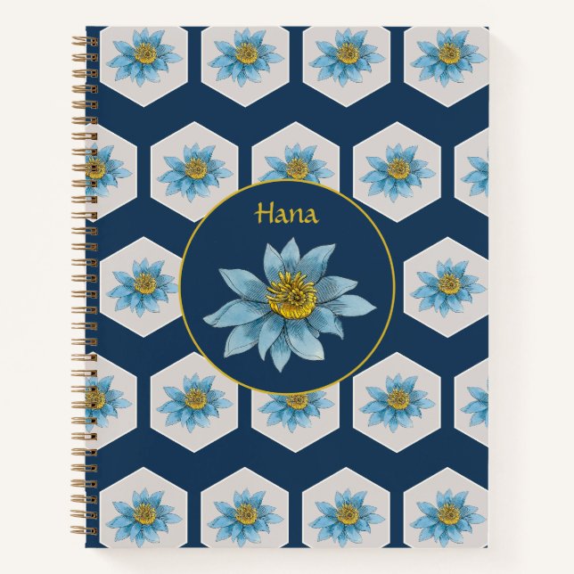 Carnet Monogramme de Motif de Lily géométrique japonais (Devant)