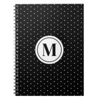 Monogramme de Motif de points Polka noir et blanc