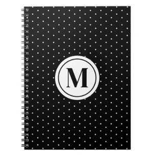 Carnet Monogramme de Motif de points Polka noir et blanc