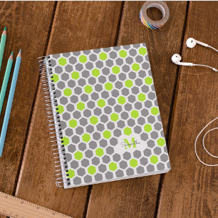 Carnet Monogramme de Motif géométrique gris vert chaux mo