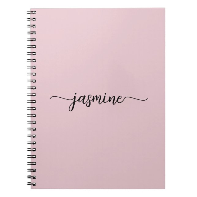 Carnet Monogramme de nom de script moderne rose Girly Blu (Devant)