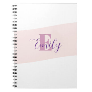 Carnet Monogramme de nom rétro rose violet