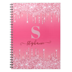 Carnet Monogramme de Parties scintillant à étincelles ros