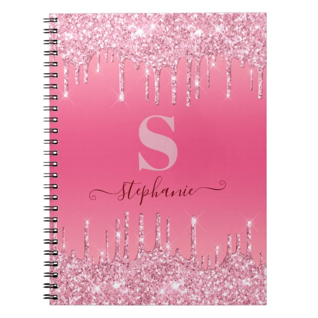 Carnet Monogramme de Parties scintillant à étincelles ros (Devant)