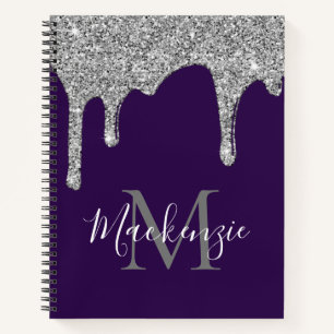 Carnet Monogramme de Parties scintillant à goutte violett