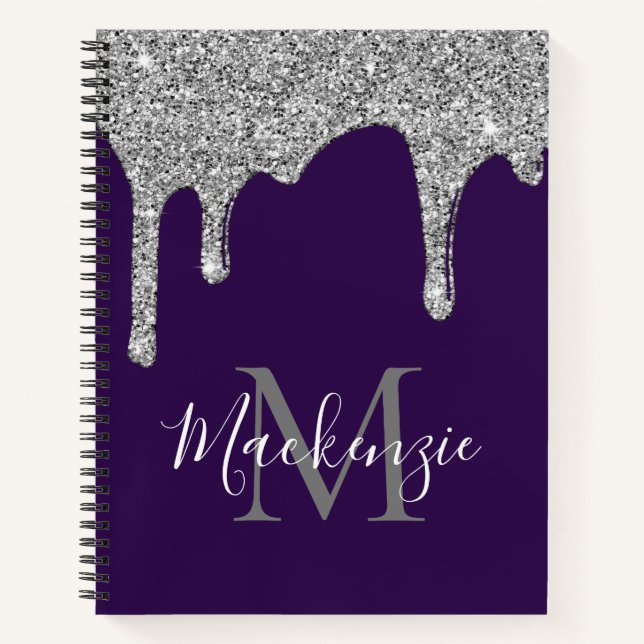 Carnet Monogramme de Parties scintillant à goutte violett (Devant)