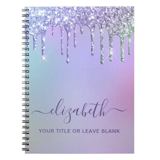 Carnet Monogramme de Parties scintillant arc-en-ciel (Devant)