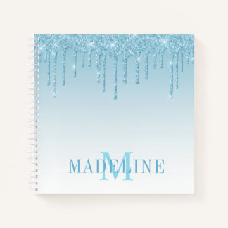 Carnet Monogramme de Parties scintillant bleu clair moder