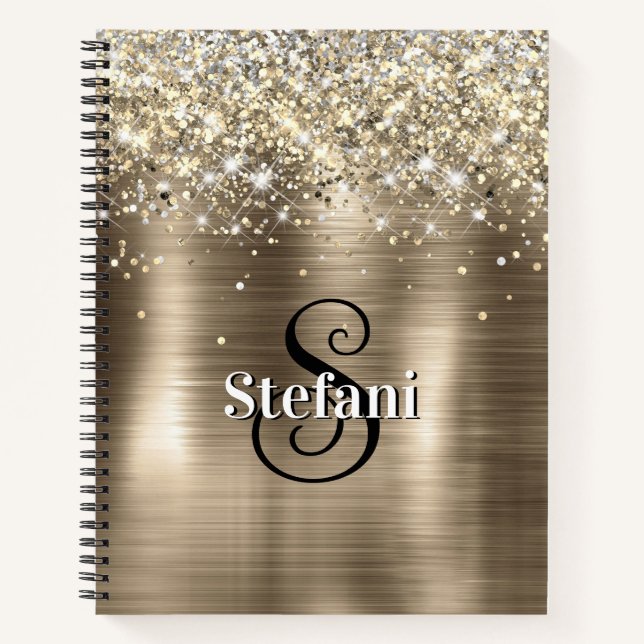 Carnet Monogramme de Parties scintillant de glitterie d'h (Devant)