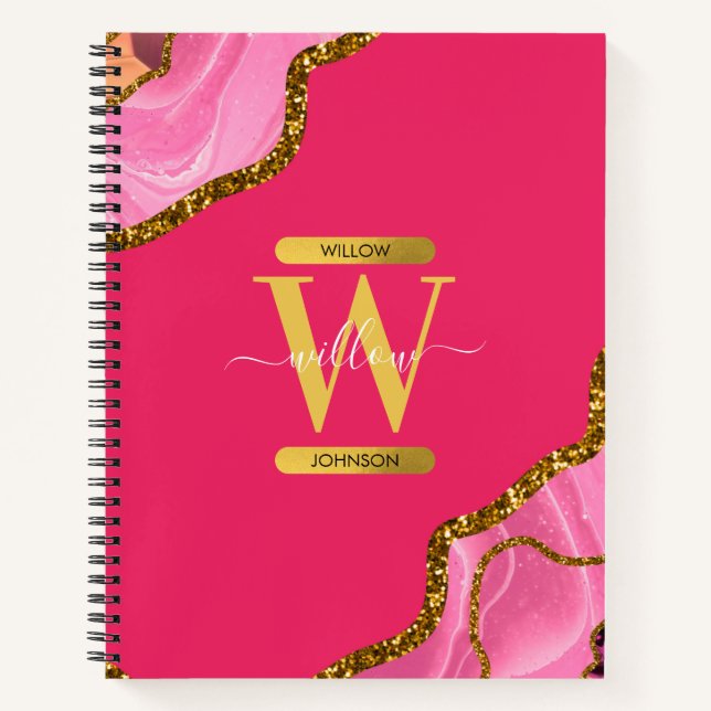 Carnet Monogramme de Parties scintillant de l'âge rose et (Devant)