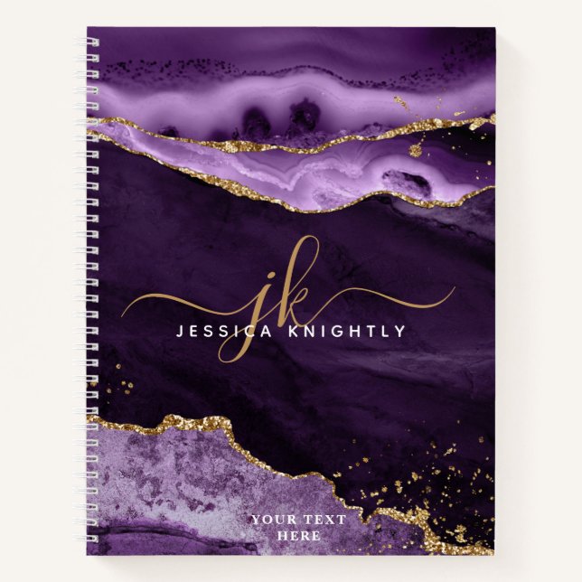 Carnet Monogramme de Parties scintillant d'or de l'Agate  (Devant)