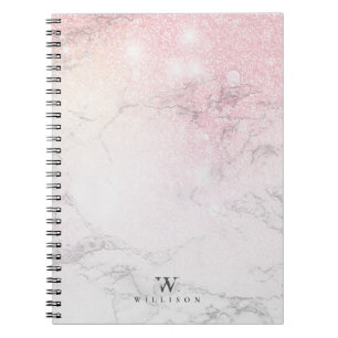 Carnet monogramme de Parties scintillant en marbre de lux