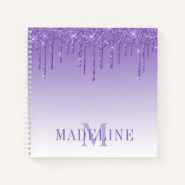Carnet Monogramme de Parties scintillant violet moderne