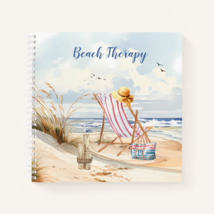 Carnet Monogramme de plage océan aquarelle élégant