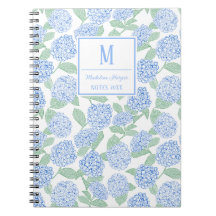 Monogramme de Preppy Blue et Green Hydrangeas
