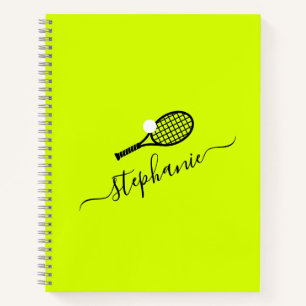 Carnet Monogramme de raquette de tennis personnalisé Nom 