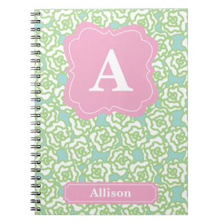 Carnet Monogramme de rose de roses verts