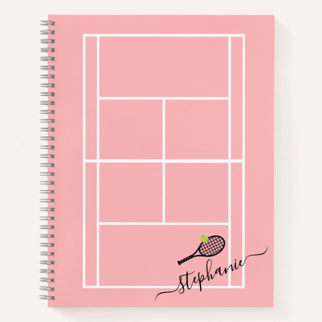 Carnet Monogramme de script féminin personnalisé de tenni (Devant)