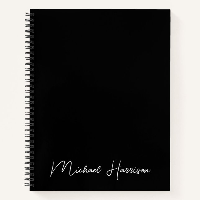 Carnet Monogramme de script moderne noir (Devant)
