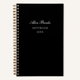 Carnet Monogramme de script moderne noir chic