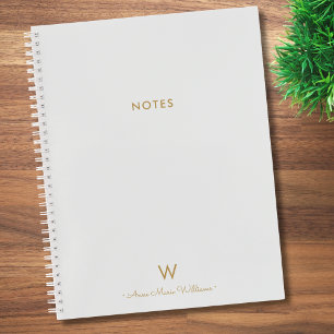 Carnet Monogramme de script or gris clair moderne