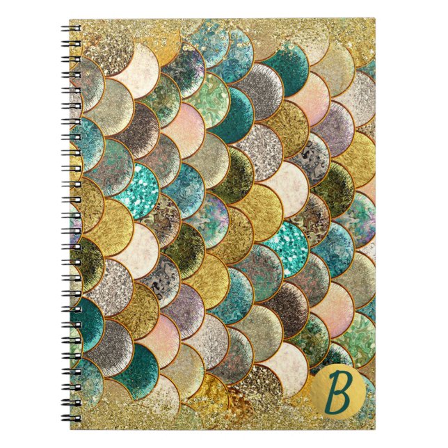 Carnet Monogramme de sirène de verre multicolore (Devant)