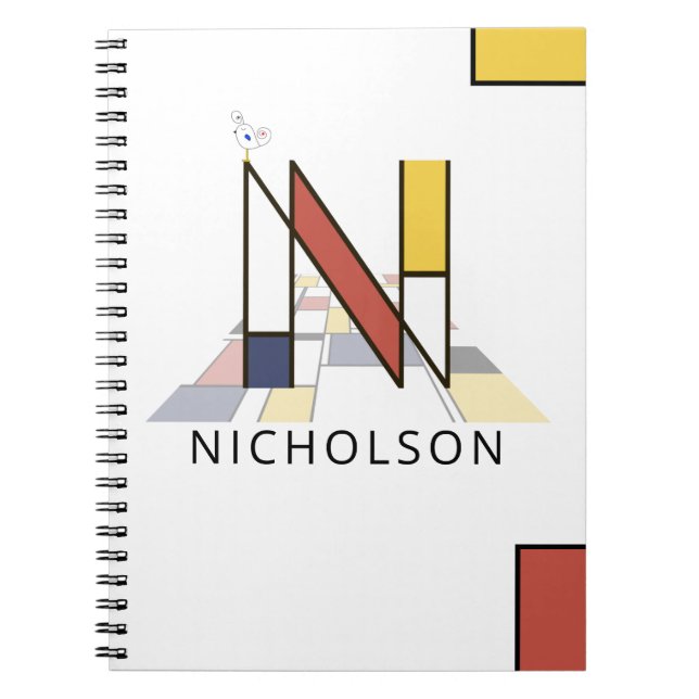 Carnet Monogramme de style néoplasticisme unique. Lettre  (Devant)