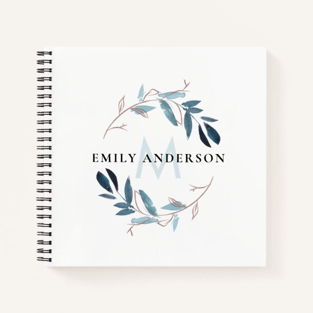 CARNET MONOGRAMME D'ÉCHELLE ROSE BLEU FOLIER (Devant)