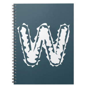 Carnet Monogramme déplaisant blanc sur bleu