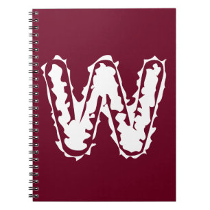 Carnet Monogramme déplaisant blanc sur rouge