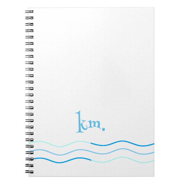 Carnet Monogramme des vagues bleues (Devant)