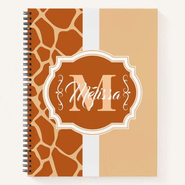 Carnet Monogramme d'impression de girafe (Devant)