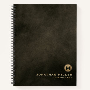 Carnet Monogramme d'or brossé en cuir détendu moderne