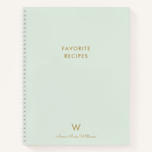 Carnet Monogramme d'or moderne Sage Green