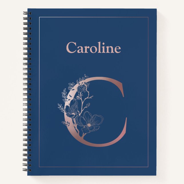 Carnet Monogramme d'or Rose personnalisé C initial (Devant)