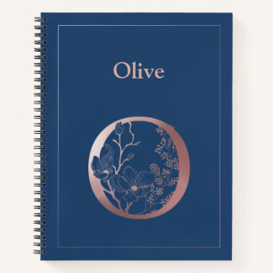 Carnet Monogramme d'or Rose personnalisé O initial