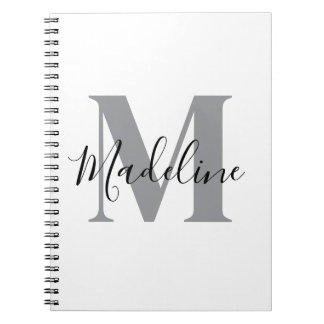 Carnet Monogramme élégant blanc et noir