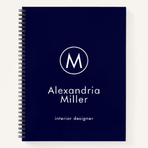 Carnet Monogramme élégant de la marine minimale
