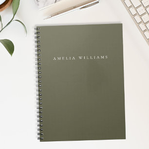 Carnet Monogramme élégant minimaliste vert olive