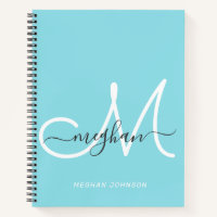Monogramme élégant moderne bleu clair écriture bla