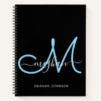 Monogramme élégant moderne bleu noir script