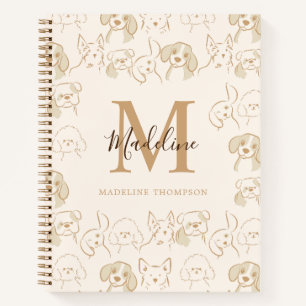 Carnet Monogramme élégant Motif de chien pop neutre migno