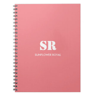 Carnet Monogramme Élégant rose minimal