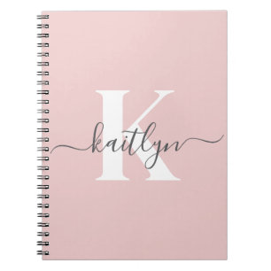 Carnet Monogramme élégant rose poudré gris