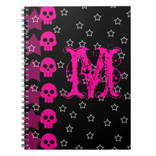 Carnet Monogramme EMO Punk de crâne de fille Note initial