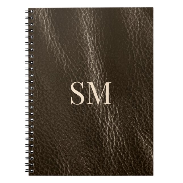 Carnet Monogramme en cuir Brown minimal classique (Devant)
