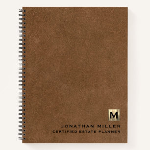 Carnet Monogramme en cuir Brown simple