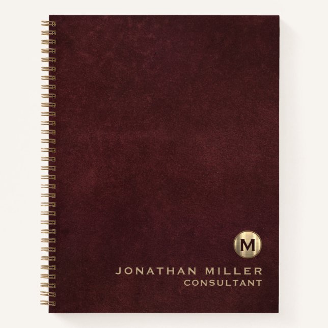 Carnet Monogramme en cuir professionnel de luxe (Devant)