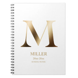 Carnet Monogramme en Or Personnalisé Blanc